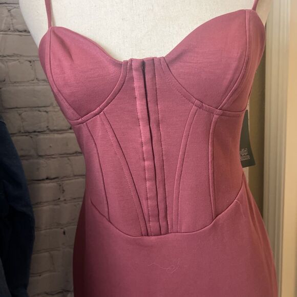 Women's Sleeveless Corset Mini Knit Bodycon Dress - Wild Fable Maroon M NWT - Picture 4 of 7